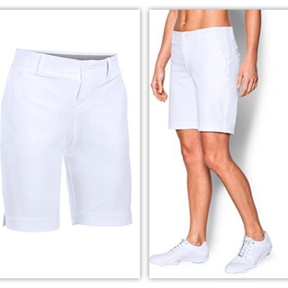 Under Armour UA White 9" PGA Golf Links Stretch Heat Gear Shorts Womens 6 EUC - Picture 1 of 8